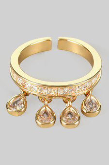 Pave Band Ring With Teardrop Cz Charms