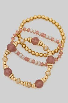 Three Piece Ccb And Stone Beaded Bracelet