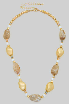 Pearl Stone And Bead Necklace