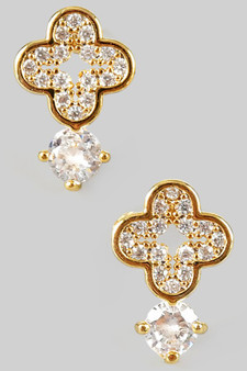 Dainty Clover Studs With Cz Charm