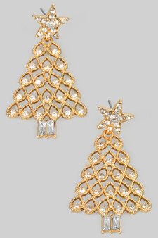 Cz Pave Christmas Tree Drop Earrings