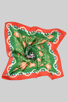 Floral Rope Pattern Silky Square Scarf