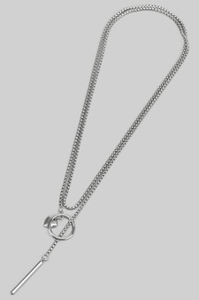 Long Layerable Chain Necklace W Bar And Heart Pendant