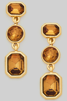 Triple Stone Tiered Drop Earrings