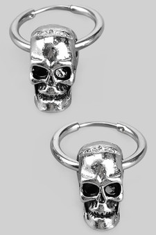 Gothic Skull Charm Hoop Earrings