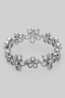Textured Daisy Cutout Link Ring With Cz