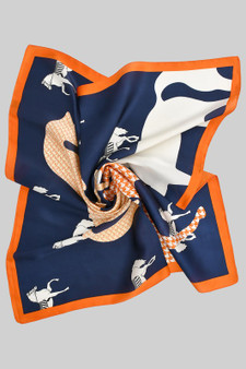Digi Houndstooth Horse Print Square Scarf