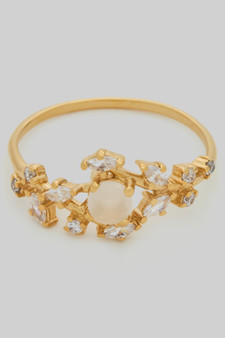 Leafy Cz Stone Ring