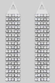Triangle Post Earrings With Dangling Cz Stones