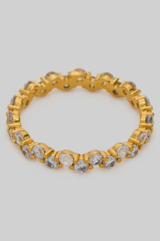 Delicate Brass Ring With Alternating Cz Stones