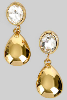 Cz Post Earrings With Teardrop