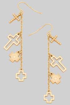 Cross Charm Drop Earrings