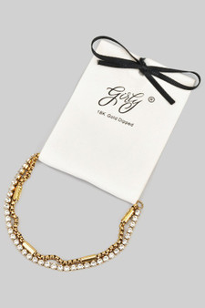 Stainless Steel Layered Cz And Chain Bracelet