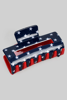 Navy Stars On One Side Other Side Red Hair Clip