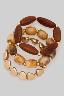 Three Piece Chunky Beads Stretch Bracelet