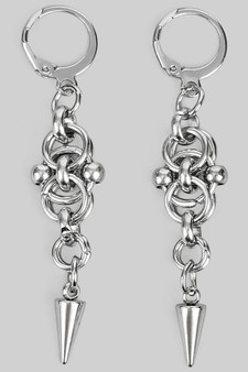Gothic Bead Chain Spiked Drop Earrings
