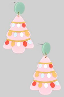 Fun Acrylic Christmas Tree Drop Earrings