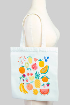 Assorted Fruit Print Canvas Tote Bag