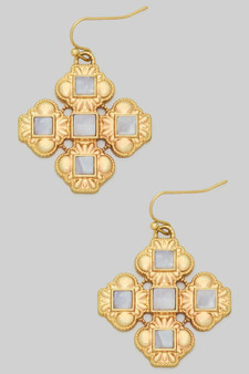 Water Resistant Round Cross W Acetate Earrings
