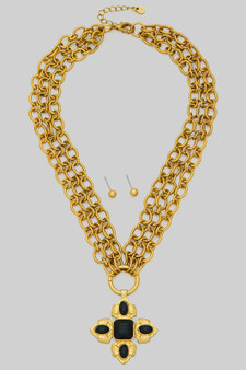 24K Gold Dipped Multi Strand Byzantine Cross Nk