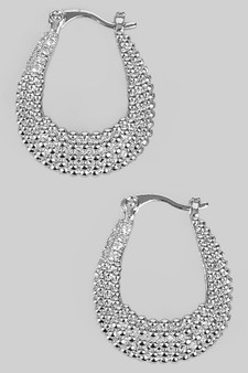 Textured Hoop Earrings With Micro Pave Detail