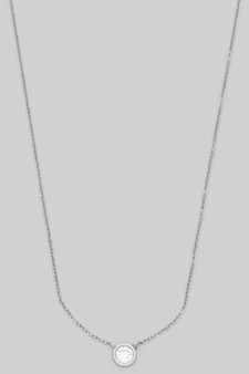 Round Bezel Set Cz Pendant Necklace