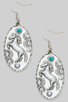 Horse Oval Drop Earrings