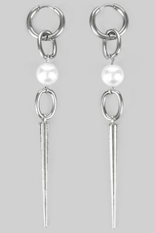 Stainless Steel Hoops With Pearl And Spikes