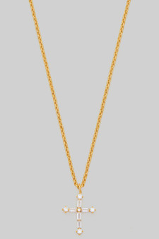 Baguette Cross Pendant Necklace