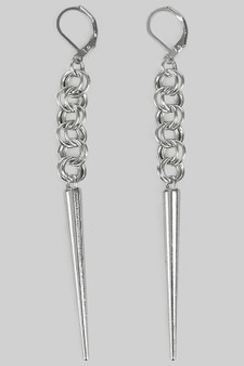 Chain Link Spiked Goth Drop Earrings