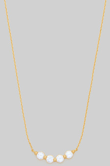 Round Cz Curved Bar Pendant Necklace