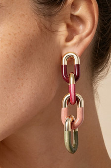 Multi Colored Large Chain Link Drop Earrings