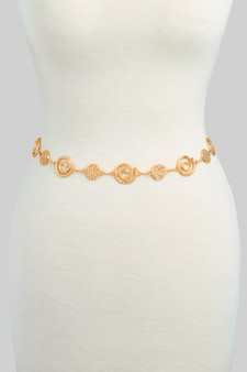 Hammered Spiral And Coin Link Chain Belt