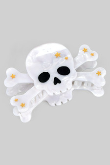 High Quality Marbled Acrylic Skull Hair Clip W Stars