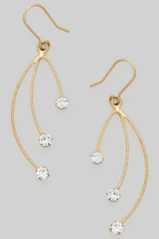 Triple Drop Cz Stone Earrings