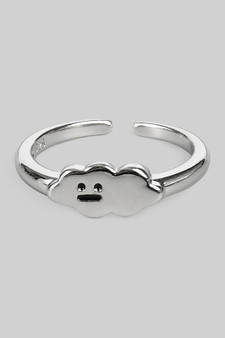 Neutral Face Emoji Cloud Ring