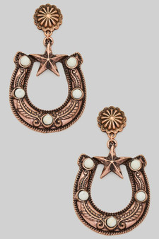 Studded Western Horseshoe Drop Earrings