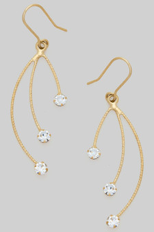 Triple Drop Cz Stone Earrings