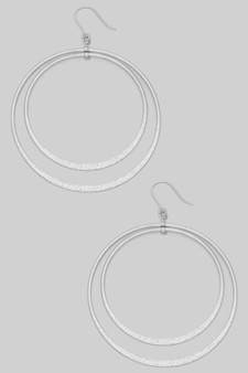 Half Textured Brass Fish Hook Hoop Earrings