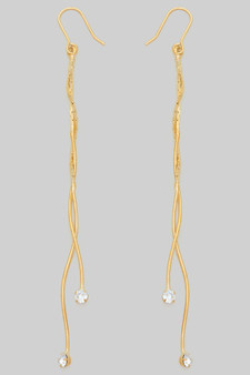 Twisty Cz Stone Drop Earrings