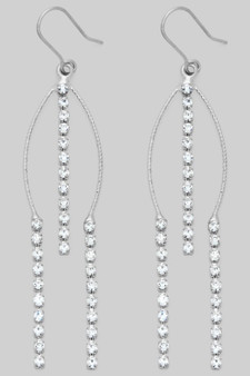 Triple Drop Linear Cz Stone Earrings