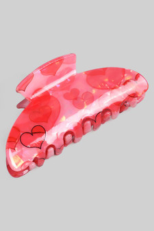 Lovely Heart Print Marbled Acrylic Hair Clip