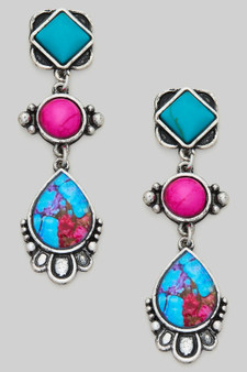 Western Multi Stone Drop Earrings