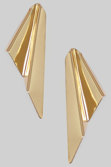 Large Folded Brass Drop Earrings