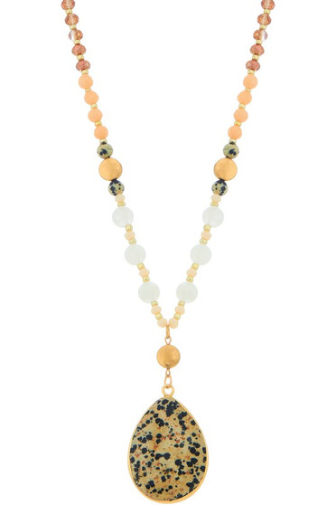 Semi Precious Stone Pendant Necklace - #NJ70080