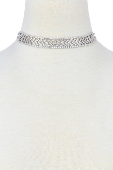 Cz Chevron Choker Necklace