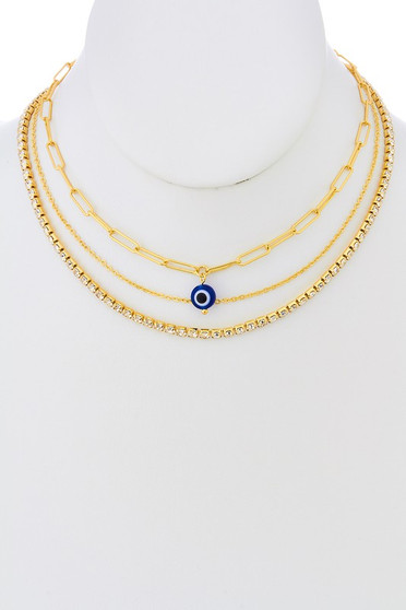 Layered Evil Eye Choker Necklace