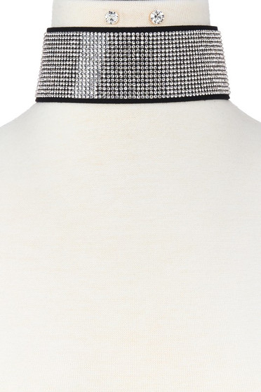 Wide Crystal Choker Necklace Set