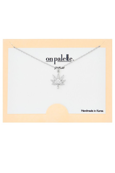 Diamind Hemp Plant Pendant Necklace