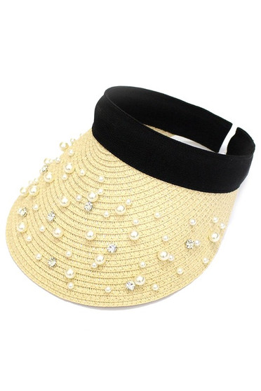 Woven Pearl Visor Hat